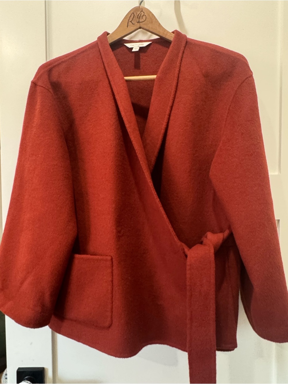 Garnet Hill Rust Red Kimono Women's Wrap Coat - Size small oversized
